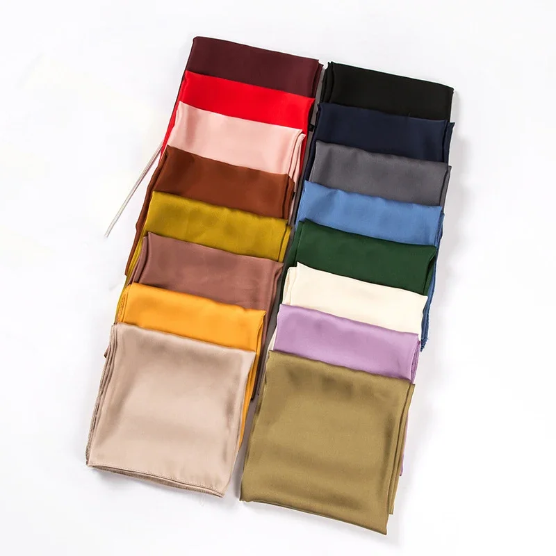 Women Bags Wholesale - Syal Satin Wanita 70cm Warna Solid