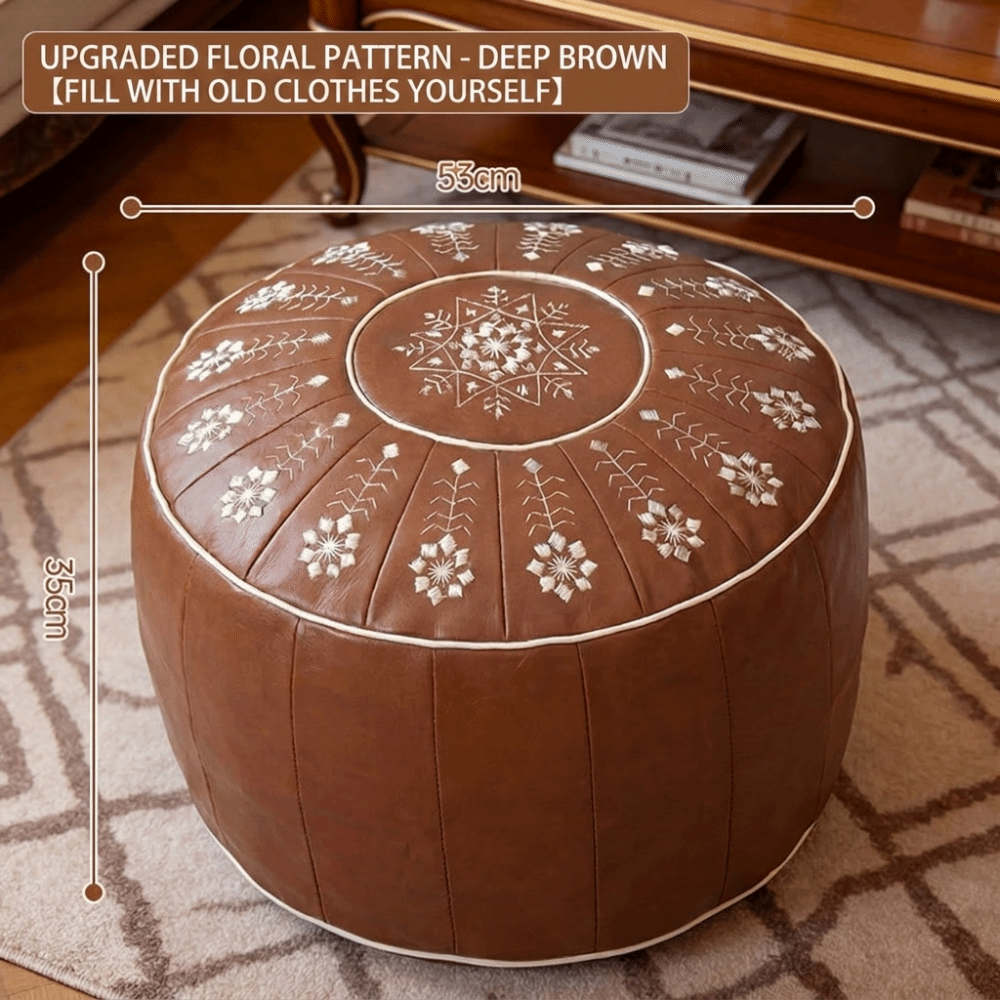 Circle Round Bag - Pouf Ottoman Motif Boho Kulit PU