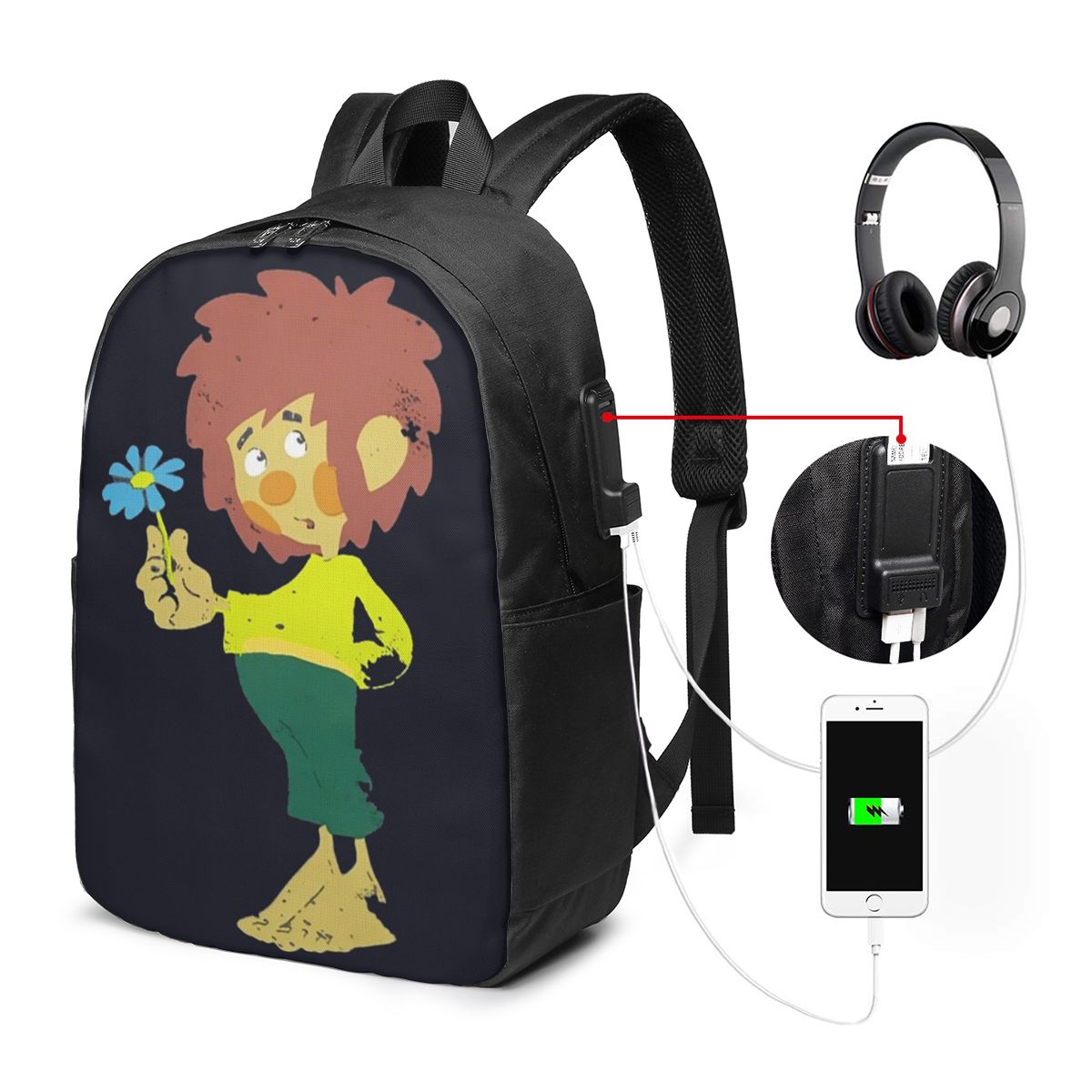 Women Bags For Laptop - Pumuckl Blume - Figur Backpack Tas