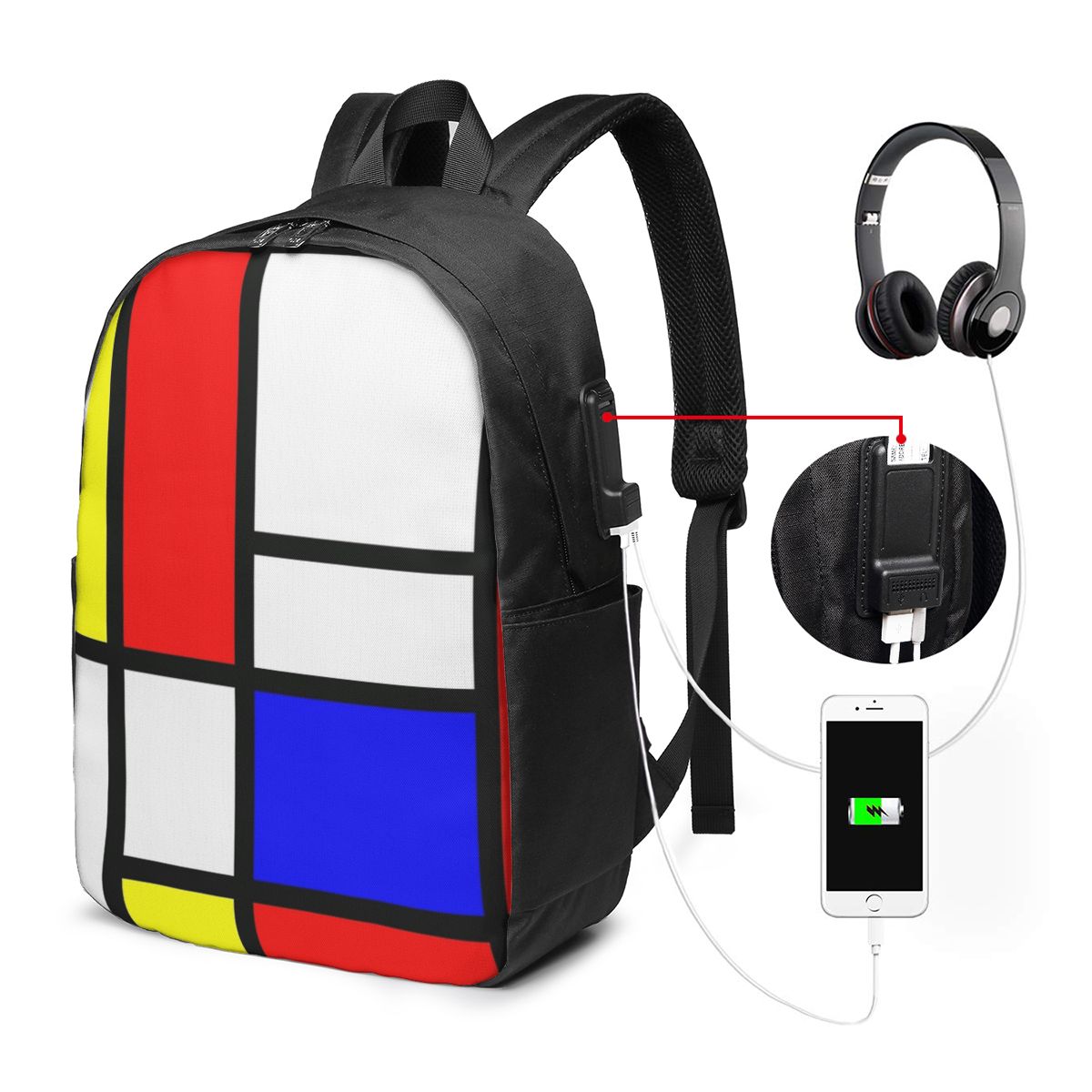 Piet Mondrian Composition Back - Women Bags Laptop ulasan dan harga