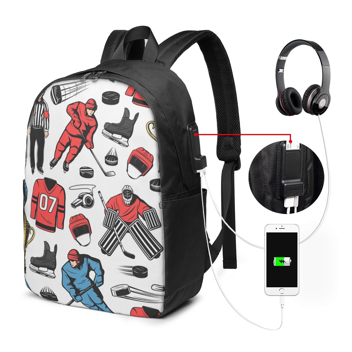 Tas Ransel Pemain Hoki Es di L - Women Bags Laptop ulasan dan harga