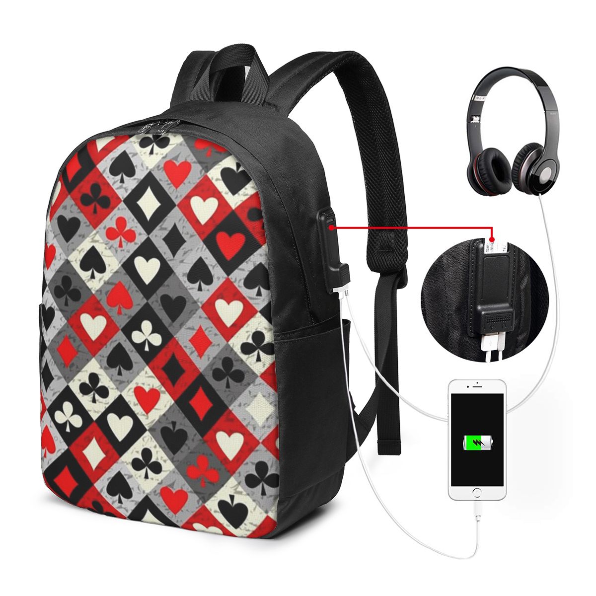 Tas Ransel Motif Kartu Poker,  - Women Bags Laptop ulasan dan harga